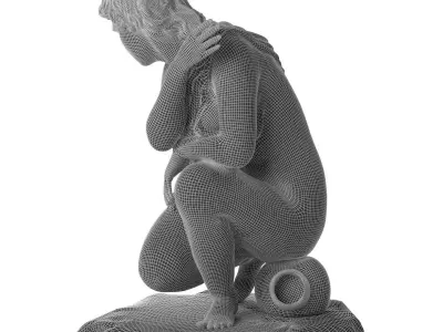 Venus accroupie sculpture 3D model
