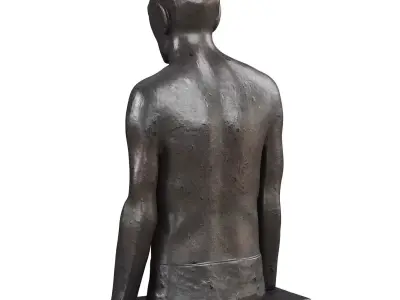 Melancholic male torso in metal 3D model