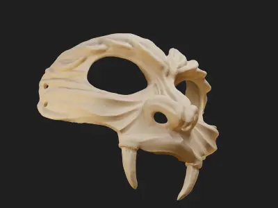 Oni Mask 13 Demon Half Face 3D print model