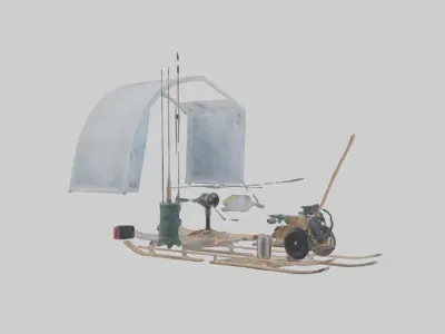 Ice Fishing Equipment model Low-poly 3D model