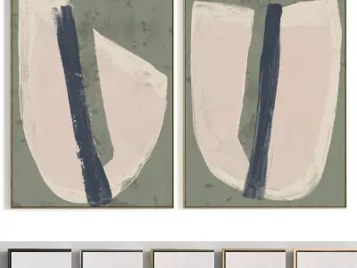 Plaster Two Photo Frame 371 Low-poly 3D model
