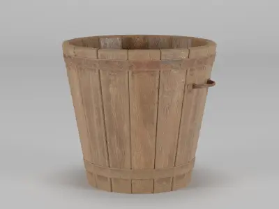 Old Wooden Bucket 30x30x28 Low-poly 3D model
