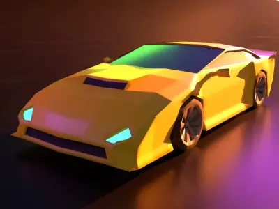 Car Low Poly paper Low-poly 3D model