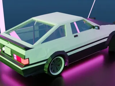 Toyota AE86 trueno Pop-Up headlights Low Poly Low-poly 3D model