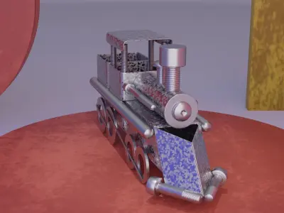 Locomotive metal art Low-poly 3D model