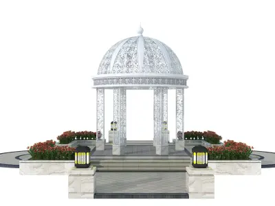 Circular metal carved pavilion 3D model