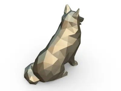collie low poly dog 3D print model
