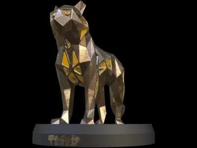 Steampunk Tiger Low-poly 3D model