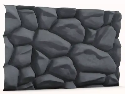 Raw Schist Stone Wall Construction 3D model