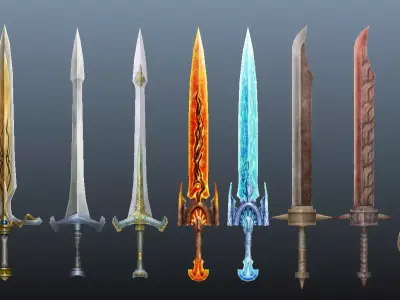 Medieval Modular Swords pack Low-poly 3D model Low-poly 3D model