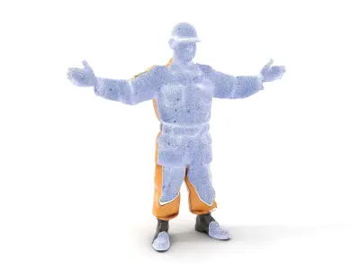 Rigged and Animated Construction Worker Character Model Low-poly 3D model