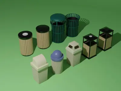 Trash cans or bins 3D model
