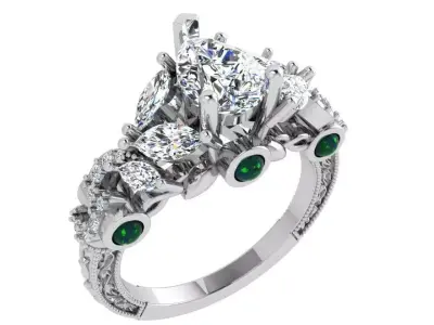 Pear Diamond Ring 3519 3D print model