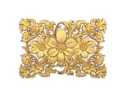   mural classic flowers decor ornament 01 3D model