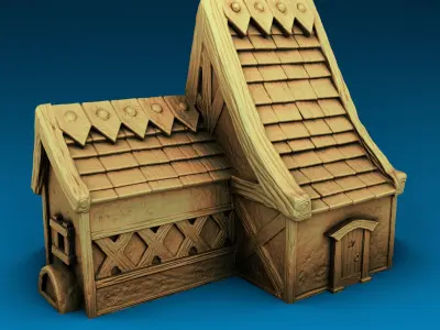 Stylized Middle Ages models Set  3D print model