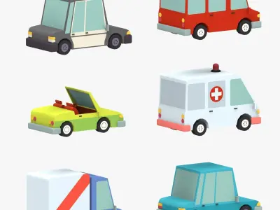 Low poly Car pack 3 Low-poly 3D model