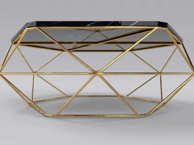 Luxury coffee table stainless gold 3D model