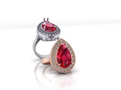 free pear halo jewelry ring Free 3D print model