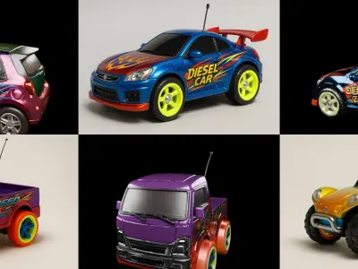 Controled Car bundle 5 pack 100 glb 3D model