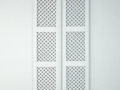 Vintage Teak Lattice Screen Door 3D model