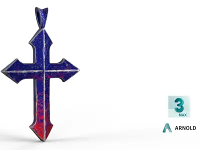 High-Poly Titanium Arrow-shaped cross 3D Model 3D model