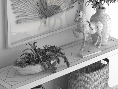 HADLEY HERRINGBONE RECLAIMED WOOD CONSOLE TABLE 3D model