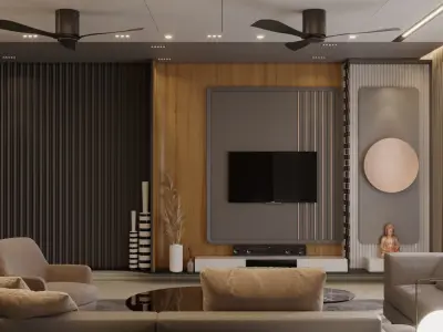living room and kitchen design scene in 3dsmax  corona 3D model