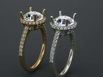 Engagement ring 3D print model 7