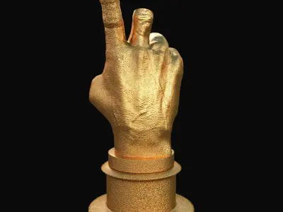 Golden Greek Hand Gesture Trophy 3D model