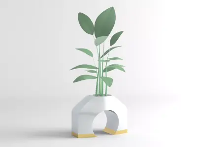 White Ceramic Planter 3D model