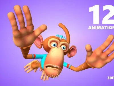 Monkey Lowpoly fully rigged Low-poly 3D model