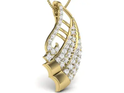 Pendant 3dm render detail diamond gold 3D print model