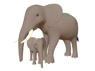 Elephant Pack - Stylized Low-poly 3D model