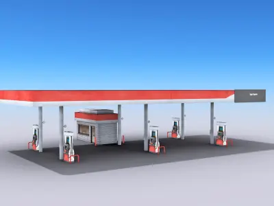 Gas Station Low-poly 3D model