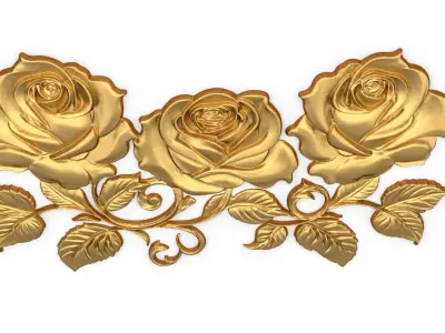 mural classic flowers decor ornament 03 3D model
