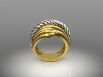 Luxury two-tone spiral stl 3dm ring model gr0001 3D print model