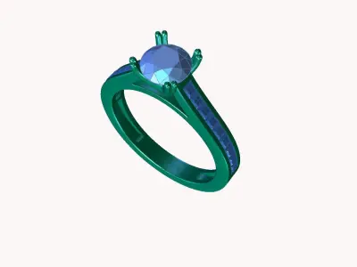 aj-08 princess cut diamond engagement ring 3D print model