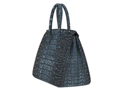 Hermes Crocodile Leather Bag Bleu Marine Navy Handbag 3D Model Low-poly 3D model