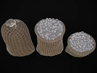 Burlap Sacks of Figs Low-poly 3D model