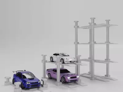 1 64 Scale Modular Car Lift Stackable Diorama  3D Print Files 3D print model