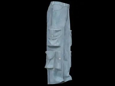 Male cargo denim jean 3D model