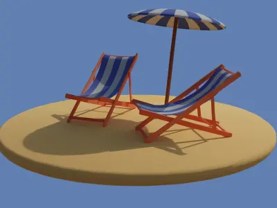 Low Poly Beach Scene Free 3D model