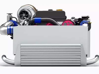 1JZ GTE Greddy Turbo Inline 6 Engine Low-poly 3D model