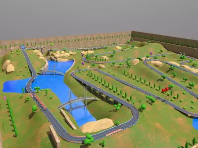 Racing location for mobile games Low-poly 3D model