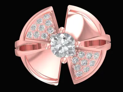 Elegant Bow Diamond Ring for Women 2533 3D print model