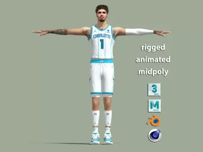 T-Pose Rigged LaMelo Ball Charlotte Hornets 3D model