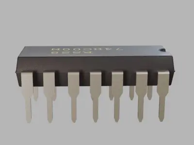Microchip DIP 14 pin - Electronic parts Low-poly 3D model