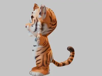 Stylized Cartoon Tiger 3D Model Low-poly 3D model