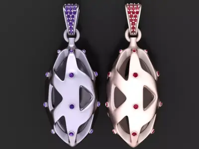 Modern Sculptural Gemstone Pendant 3D Printable Model 3D print model