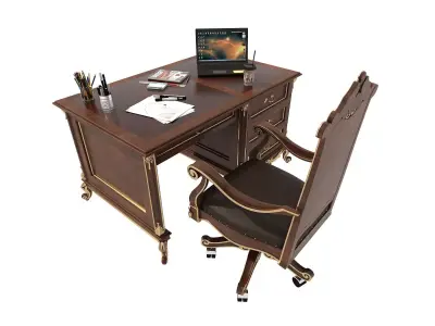 Classic European Style Working Table 3 3D model